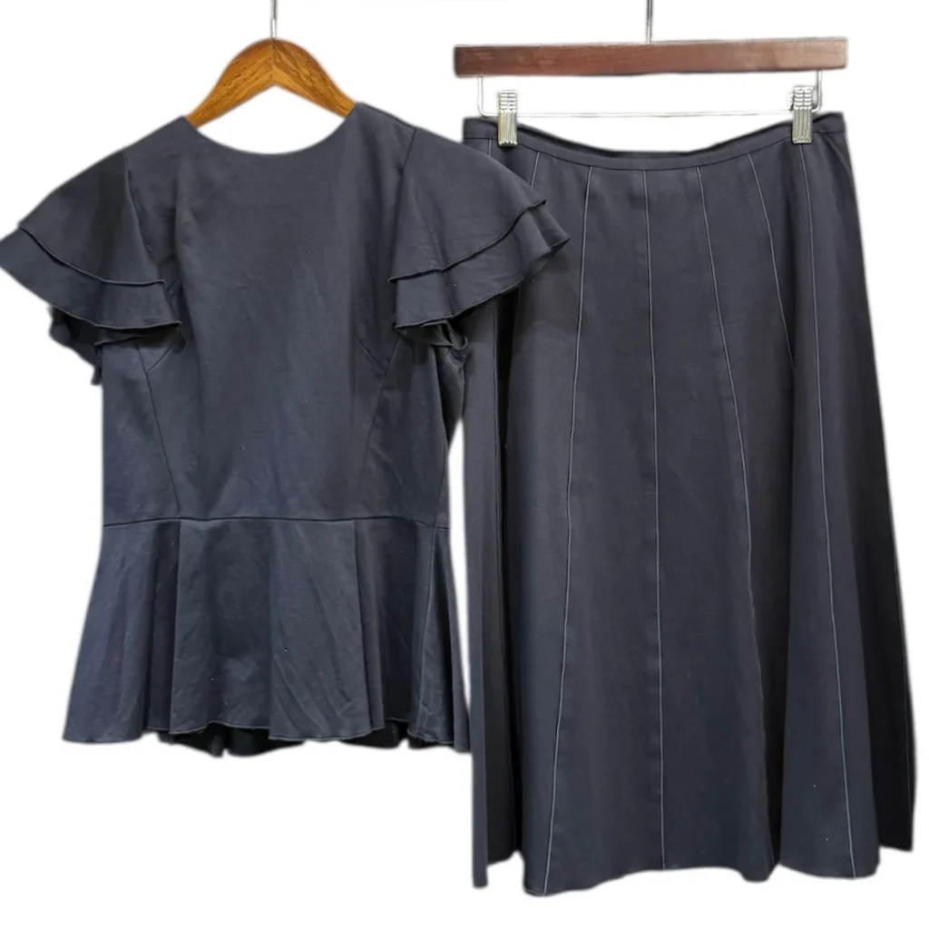 STRASBURGO ストラスブルゴ フリルカットソー コットンスカート セットアップ 40 ネイビー