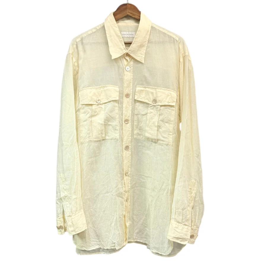 DRIES VAN NOTEN ドリスヴァンノッテン 25SS CROWSEY 1160 M.W. SHIRT コットンシアーシャツ M イエロー