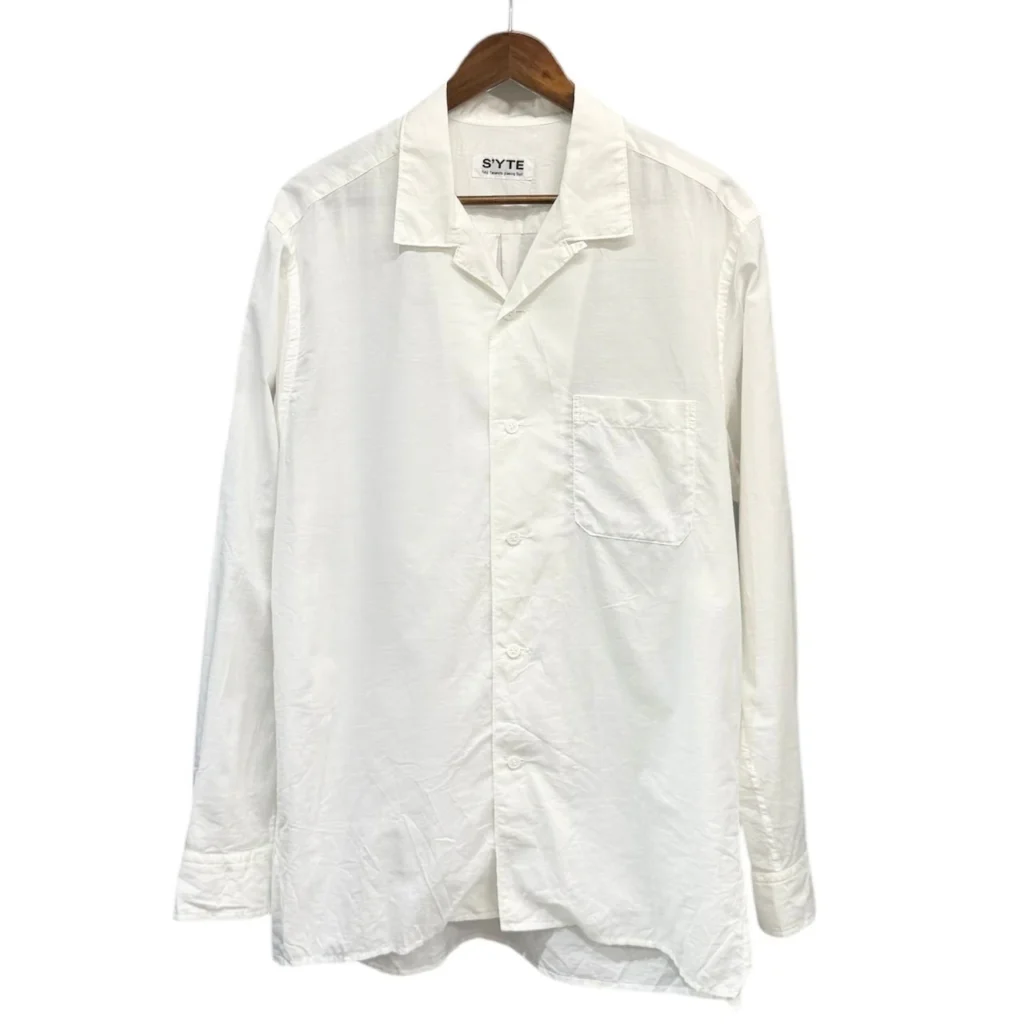 S'YTE by yohji yamamoto サイト ヨウジヤマモト COTTON SILK LOAN LOOSE-FIT OPEN COLLAR SHIRT コットンシルクオープンカラーシャツ UT-B02-020 3 ホワイト