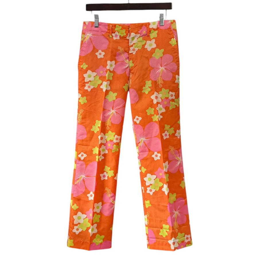 JUNYA WATANABE ジュンヤワタナベ ナイロン花柄スラックスパンツ AD1999 JP-10003M M オレンジ