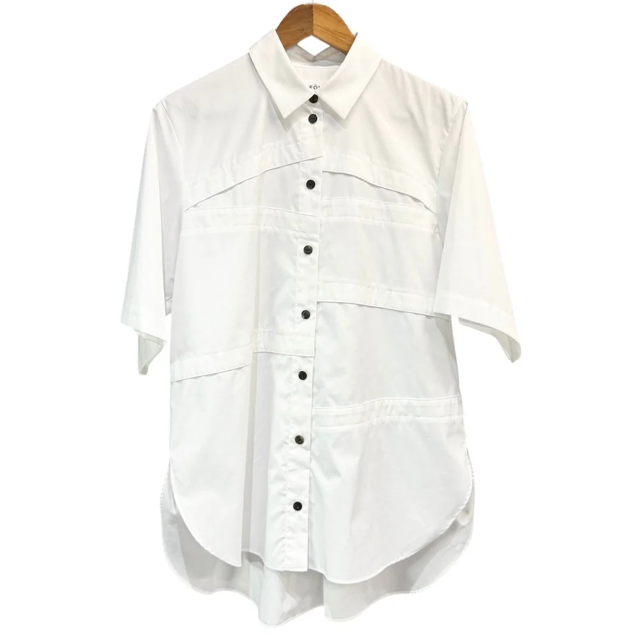 ENFOLD エンフォルド 25AW STEP SHIRT デザイン半袖シャツ 300IA530-0171 38 ホワイト
