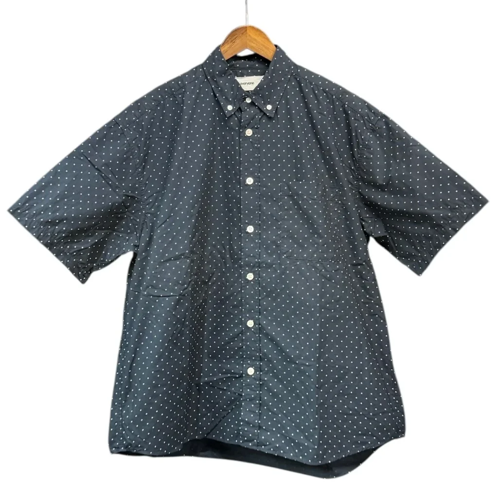 everyone エブリワン dot button-down short sleeve shirt ボタンダウンドット柄半袖シャツ EV23-SH02 L ネイビー