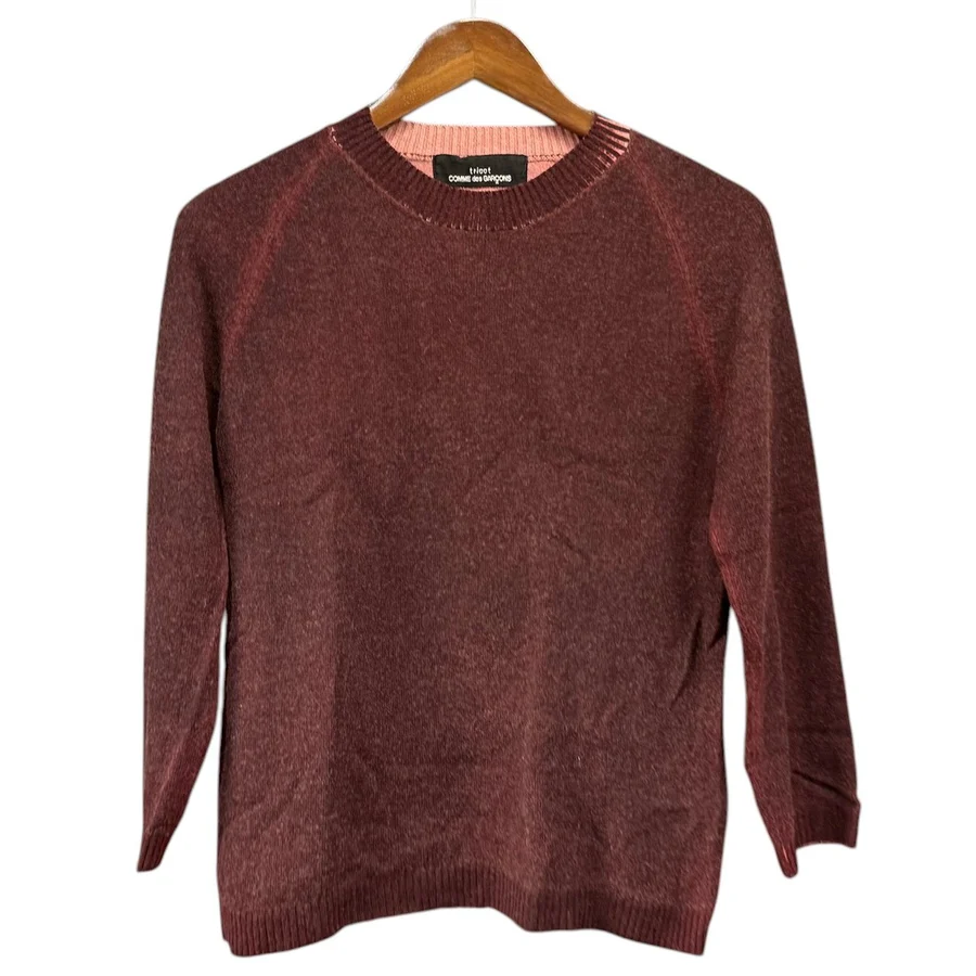 tricot COMME des GARCONS トリココムデギャルソン プリント加工ラグランスリーブニット TD-N013 バーガンディ AD2001