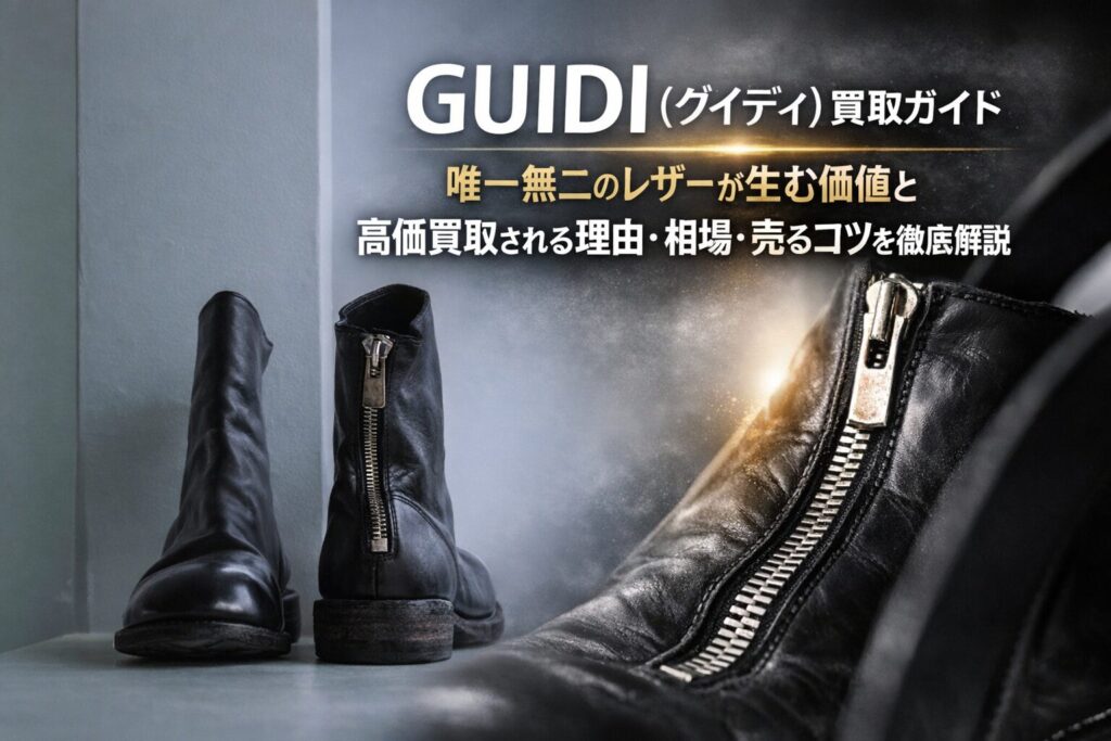 GUIDI(グイディ)バックジップブーツの写真。買取ガイドのアイキャッチ画像用ビジュアル。