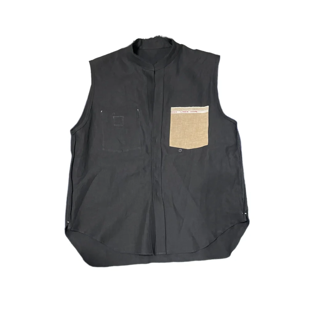 SUNSEA サンシー 22SS　BANGLADISHLINEN w/耳 SLEEVELESS SHIRT リネンノースリーブシャツ 22S24 3 ブラック 買取実績