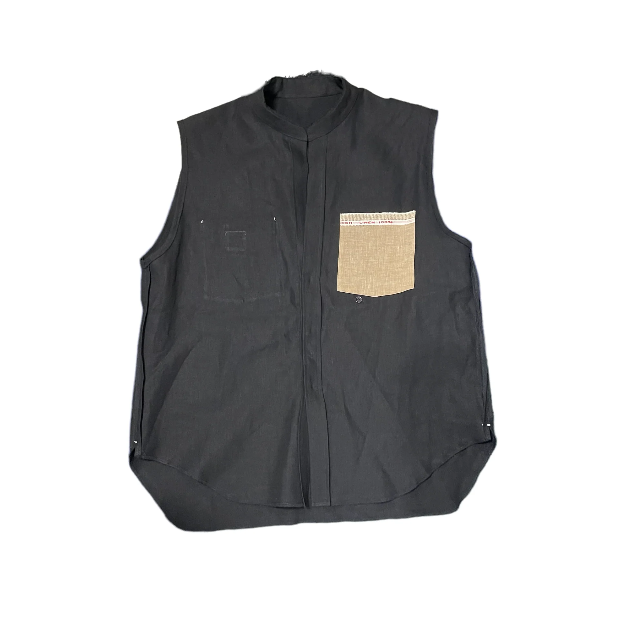 SUNSEA サンシー 22SS　BANGLADISHLINEN w/耳 SLEEVELESS SHIRT リネンノースリーブシャツ 22S24 3 ブラック 買取実績