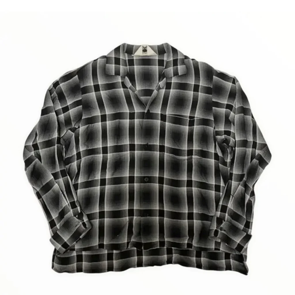 SUNSEA サンシー Shadow Check GIGOLO Shirt 19S22 オープンカラーチェックシャツ 2 ブラック 買取実績画像