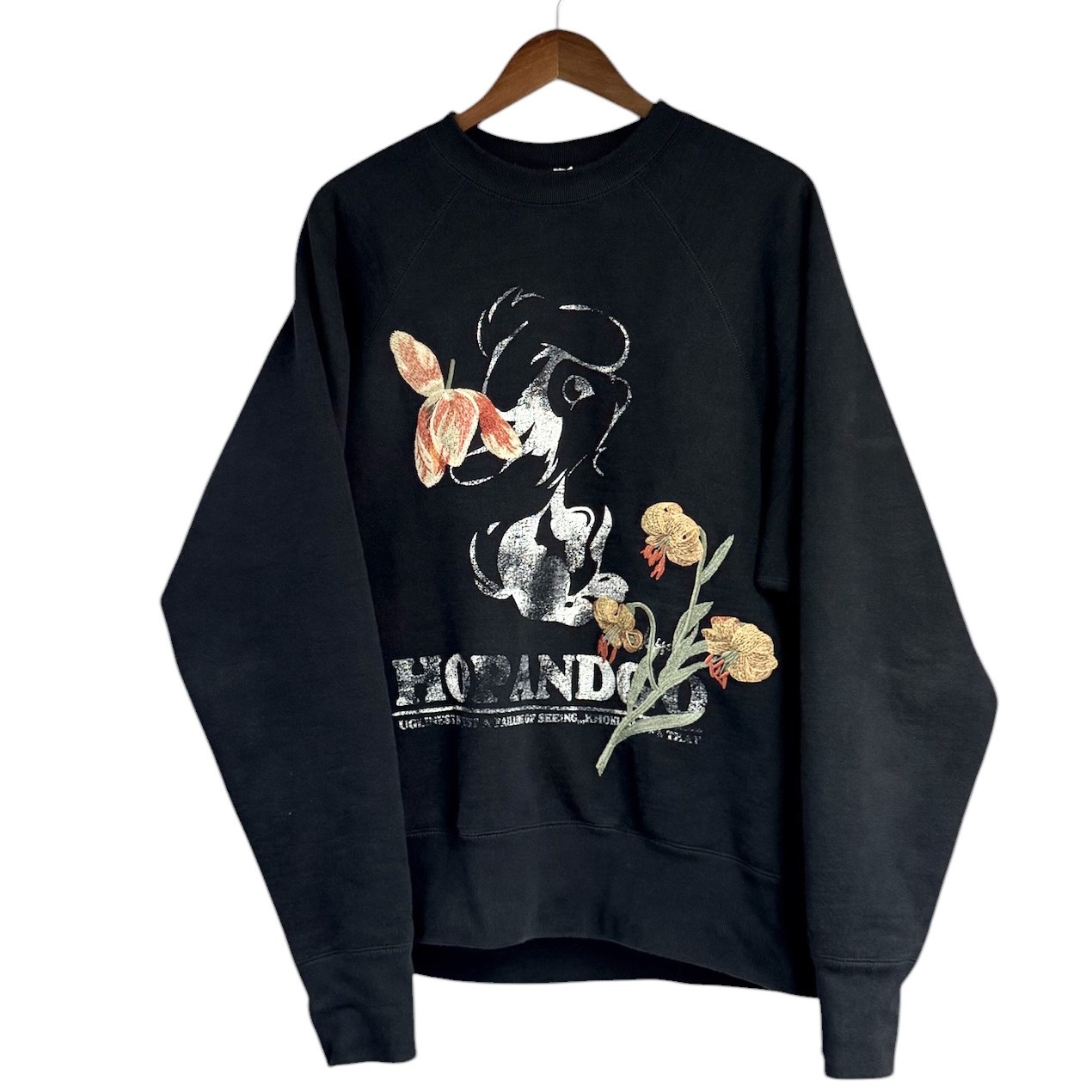 KHOKI コッキ 24AW Vintage finished sweatshirt 刺繍デザインヴィンテージ加工プリントクルーネックスウェット 24fw-t-04 3 ブラック 買取実績