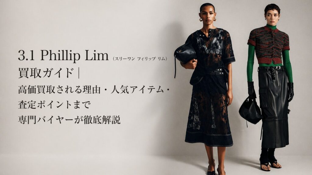 3.1 Phillip Lim(スリーワン フィリップ リム)の買取ガイド用アイキャッチ画像。高価買取される理由や人気アイテム、査定ポイントを紹介するBETTER CALL BROSKIのブログ画像。