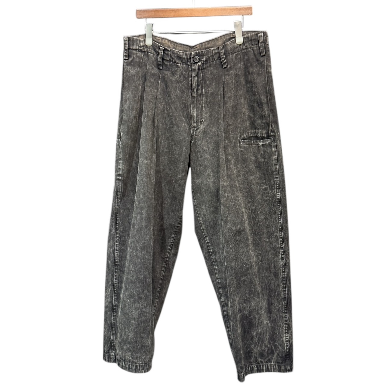 Y's for men ワイズフォーメン 24AW BLEACHING DENIM PANTS WITH SIDE TUCK ブリーチデニムパンツ MO-P35-018 2 ブラック 買取実績
