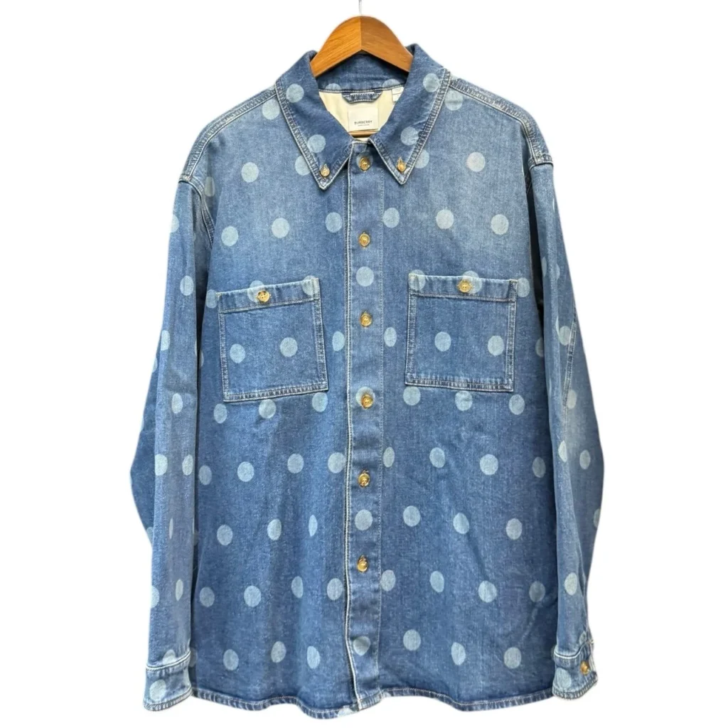 BURBERRY バーバリー ポルカドットデニムシャツジャケット L ブルー 買取実績