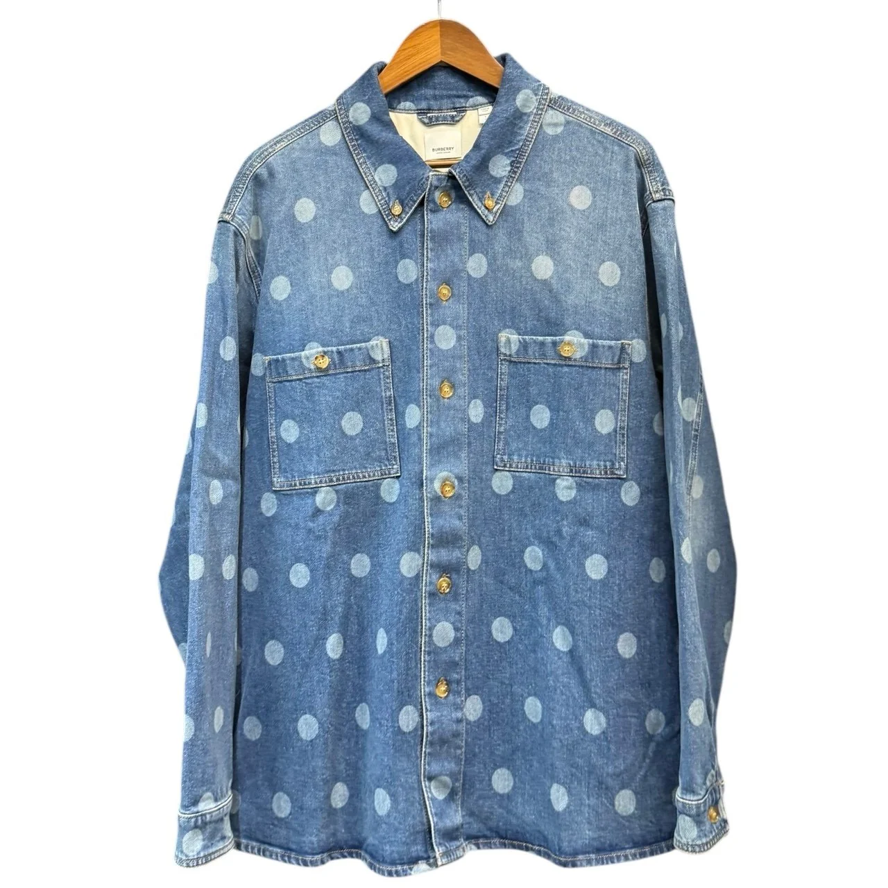 BURBERRY バーバリー ポルカドットデニムシャツジャケット L ブルー 買取実績
