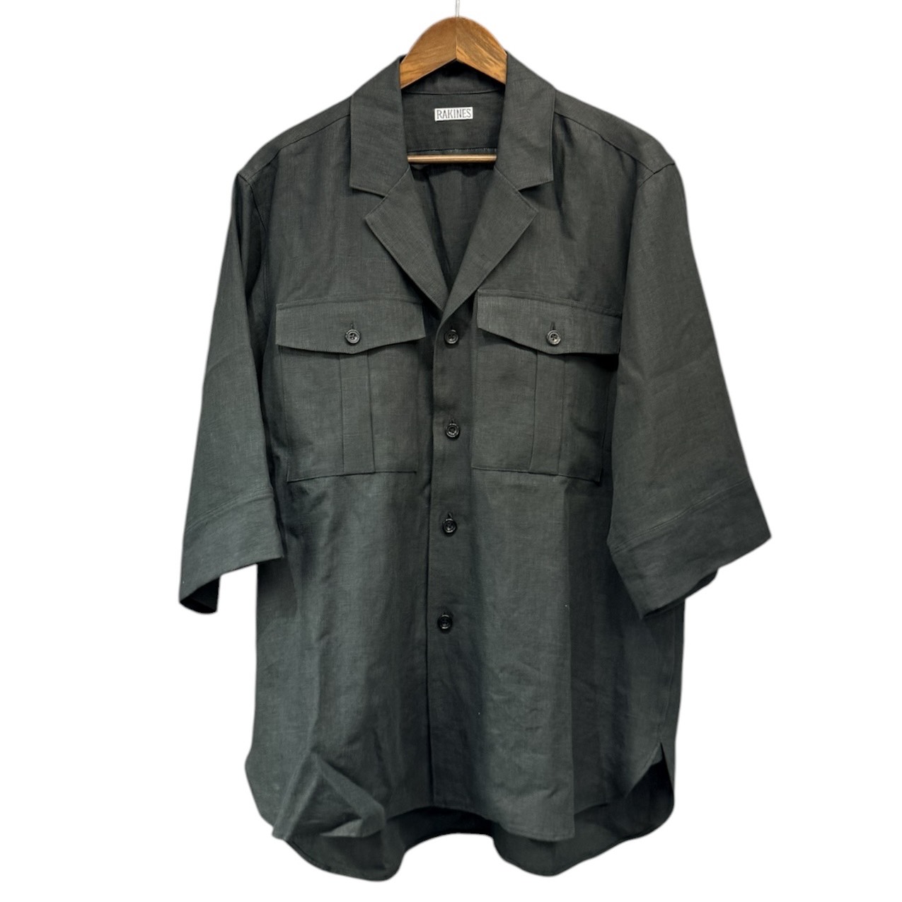 RAKINES ラキネス 23SS LINEN WEATHER EXPLORER SHIRT リネン半袖シャツ 2 ブラック 買取実績